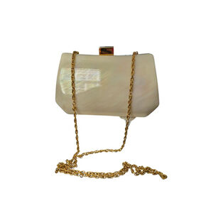 Vintage Y&S Original Hard Shell Shaped Iridescent Cream Evening Purse